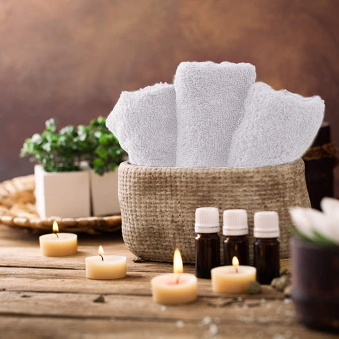 Talvania White Cotton Washcloths - Pack of 24 - Super Absorbent Bathroom Face Towels - 12" x12? Terry Bath Wash Cloth Set - Spa Home Cleaning Towel Multi-Purpose - 100% Ring Spun Cotton