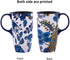 Ceramic Mug with Lid and Handle,17oz. Tall Coffee Cup for Home,Party and Birthday,Blue Flower
