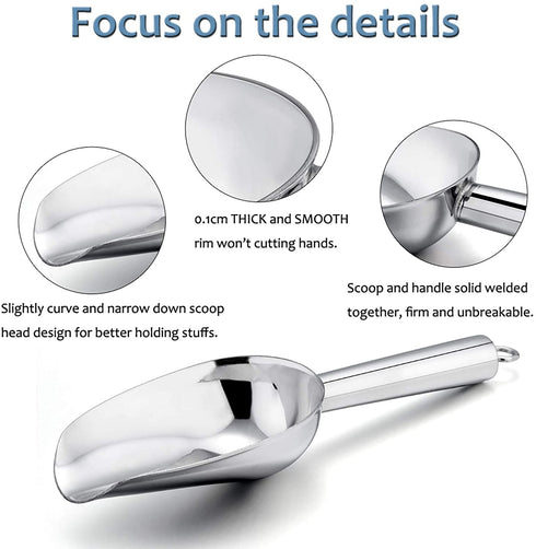 Mini Scoop, E-far 3 Ounce Stainless Steel Kitchen Utility Scoops, Ideal for Candy/Ice Cube/Flour/Sugar/Coffee Bean/Protein Powder, Food Grade & Anti Rust, Easy Clean & Dishwasher Safe (4 Pack)
