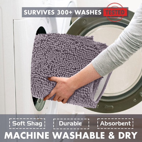 LuxUrux Bathroom Rug Mat SetExtra-Soft Plush Bath mat Shower Bathroom Rugs 16 x 24 inch Set,1'' Chenille Microfiber Material, Super Absorbent. (23 X 36'', Mauve)