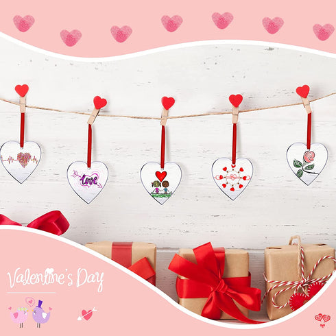 Jetec 50 Pieces 3 Inch Acrylic Valentine's Day Ornament Blank Clear Acrylic Ornament Acrylic Heart Shaped Keychain Blanks DIY Valentine's Acrylic Ornament with Hole for DIY Craft (Basic Style)