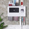 Toothbrush Holders Wall Mounted, Yoobure Automatic Toothpaste Dispenser Set for Bathrooms, Multifunctional Bathroom Organizer Holder with Cosmetic Drawer, 2 Magnetic Cups and 6 Toothbrush Slots