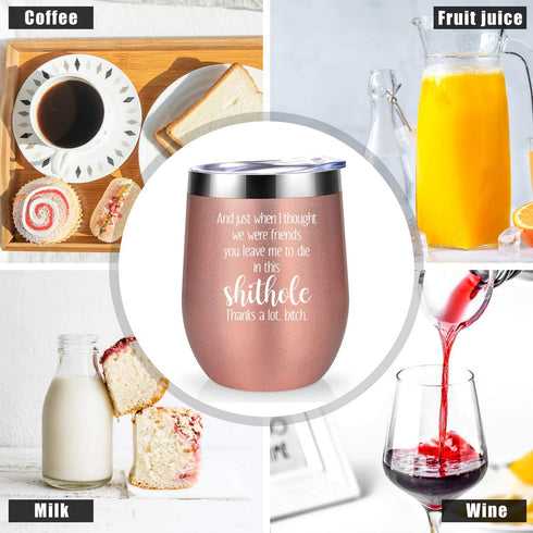 Going Away Gift for Coworker, Coworker Leaving Gifts for Women - Just When I Thought We were Friends - New Job, Farewell Gifts, Goodbye Gifts for Coworkers, Colleague, Boss - Coolife Wine Tumbler Cup