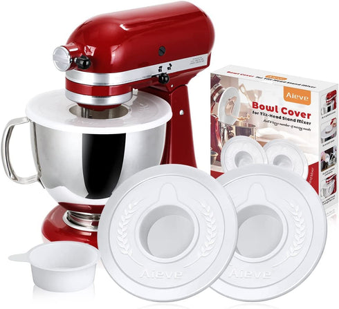AIEVE Mixer Bowl Covers for KitchenAid Tilt-Head Mixer Bowl,2 Pack Bowls Lids for KitchenAid 4.5-5 Qt Stainless Steel Stand Mixer Bowl to Prevent Ingredients from Splashing Out (Mixers not Included)