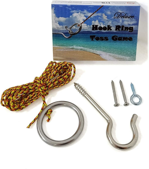 JAC&MOK Hook and Ring Toss Games Outdoor Indoor Games-Hardware and Nylon String Ring Toss Toys