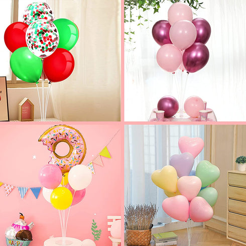 RUBFAC 7 Sets of Balloon Stand Kits, Reusable Clear Balloon Stand Holder for Table, Including Glue, Tie Tool, Flower Clips, Table Balloon Stand Suitable for Birthday Wedding Party Decorations
