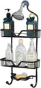 Shower Caddy Over Shower Head, Aluminum Hanging Shower Caddy, Rustproof Shower Organizer Hanging for Shampoo & Soap 3-Tier with 2 Hooks, Black, 25.1" x 11" x 4.7"