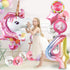 MOVINPE Number Balloons Birthday Party Decorations for Girls, 43" Pinks Jumbo Large Mylar Foil Balloon Bouquet, Round Round-Shape Foil Balloon, Girly Theme Party Supplies Backdrop (Unicorn #4)