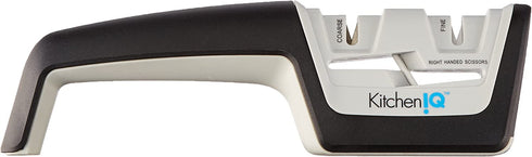 Kitchen IQ Diamond Pro Pull-Thru Knife and Scissor Sharpener,White/Black