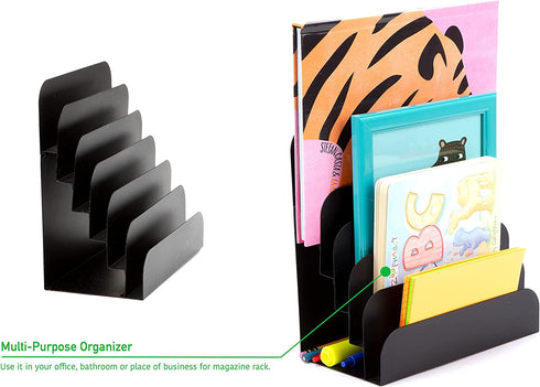 Mind Reader Vertical Desk File Organizer, 6 Slots, Black
