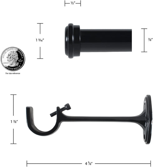Decopolitan 27941-18ES End Cap Curtain Rod Set, 18 to 36-Inch, Black Espresso