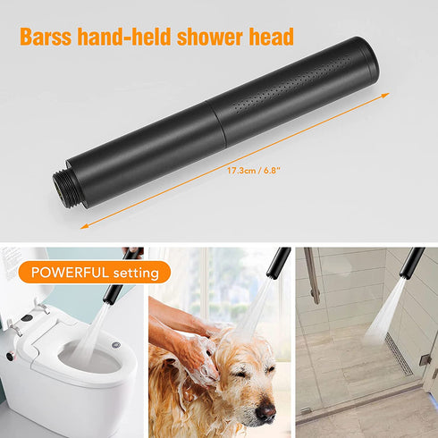 BESy 2 In 1 Function Handheld Shower Head Set High Pressure 7 Inch Shower Head High Flow Hand Shower Wand with 59 Inch Hose, Bracket, Matte Black Finish