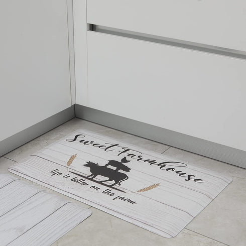 U'Artlines Kitchen Mat Cushioned Anti Fatigue Floor Mat Thick Waterproof Non-Slip Kitchen Rug Heavy Duty Comfort Standing Mat for Home,Office,Desk,Sink,Laundry (17''x28'', Offwhite)