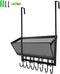 Giftgarden Over The Door Hooks Coat Rack with Wire Mesh Basket, 12 Hooks Door Hanger & Wall Mount Storage Organizer for Bathroom Bedroom Kitchen Cabinet Office Hanging, Black