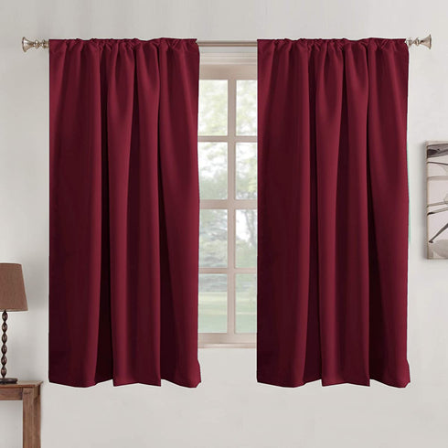 Blackout Window Panels Burgundy Bedroom Blackout Draperies Panels Back Tab/Rod Pocket Curtain Draperies Light Block for Room Darkening Window Curtain, 52 by 63 Inch, Burgundy 2 Panel