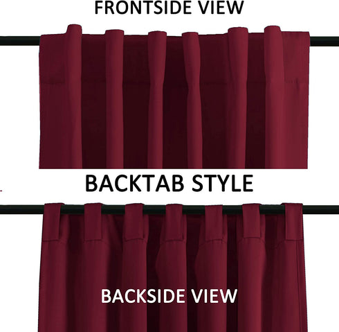 Blackout Window Panels Burgundy Bedroom Blackout Draperies Panels Back Tab/Rod Pocket Curtain Draperies Light Block for Room Darkening Window Curtain, 52 by 63 Inch, Burgundy 2 Panel