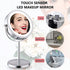 Lighted Makeup Mirror, 7X Magnifying Mirror with Touch Screen Adjustable LED Light, 7 Inch Mirror with Lights Double Sided 360 Degree Rotation