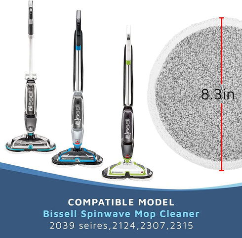 6 Pack Replacement Pads for Bissell Spinwave 2124,2039A,2307,23157,20391,20399 Powered Hard Floor Mop