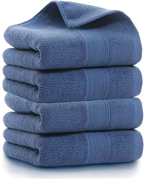 Bathroom Hand Towels (14x30 inch), Home Soft 100% Cotton Super Soft Highly Absorbent Hand Towels for Bath, Hand, Face, Gym and Spa (Blue-4ack)
