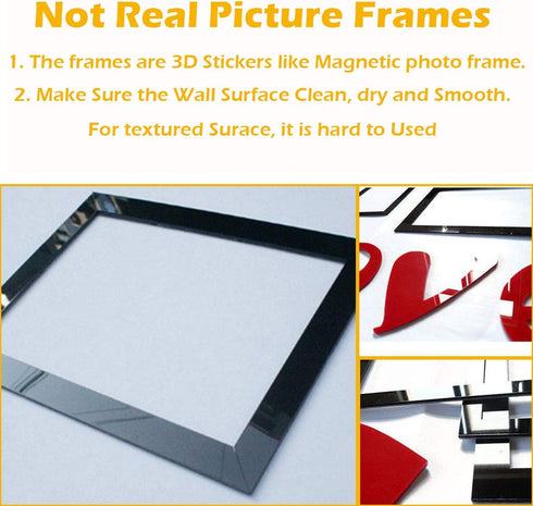 CrazyDeal Family Collage Picture Frames 3D DIY Wall Decals Decor Art Stickers Pictures Decorations for Living Room Bedroom Kids Dinning Modern Room