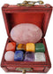 Chakra Self Love Healing Crystal Collection in Treasure Chest, 9 PCS 1 Large Rose Quartz Palm Stone 8 Chakra Tumbled Stones Guide Self-Love Affirmations The Sacred Gift,Self Worth,Spirituality