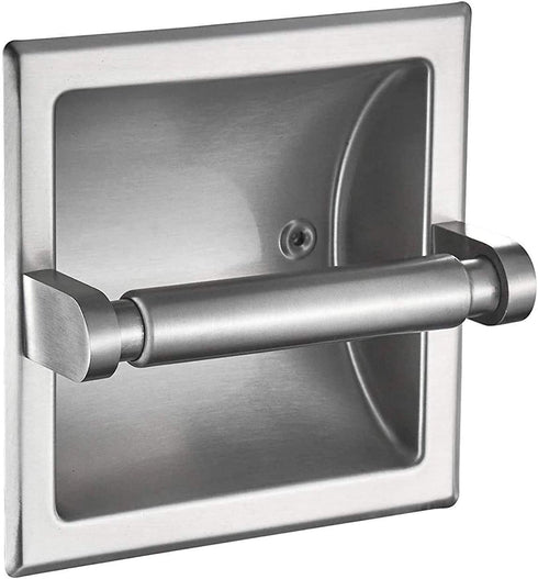 M2cbridge 18/8 Stainless Steel Hotel Style Brushed Nickel Recessed Bathroom Toilet Paper Holder with Rear Mounting Bracket for Wooden/Cement Wall