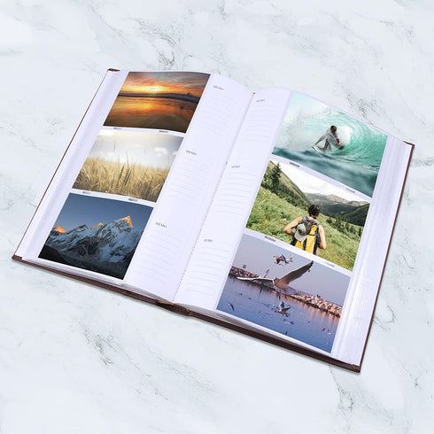Golden State Art, Wedding Family Baby Dog Photo Album Christmas, Vacation, Anniversary Photography Book for 300 4x6 Pictures Pockets with Memo, 3 Per Page Large Capacity Maroon Faux Leather Vintage