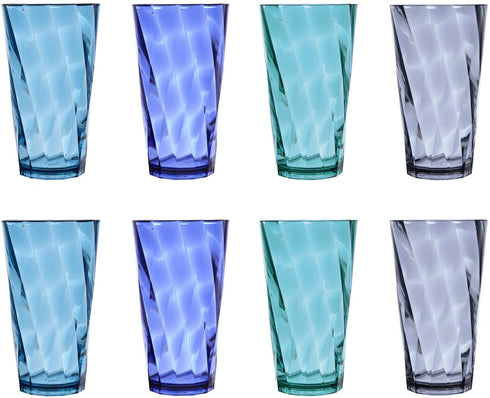 US Acrylic Optix 20-ounce Plastic Tumblers | set of 8 in 4 Coastal Colors