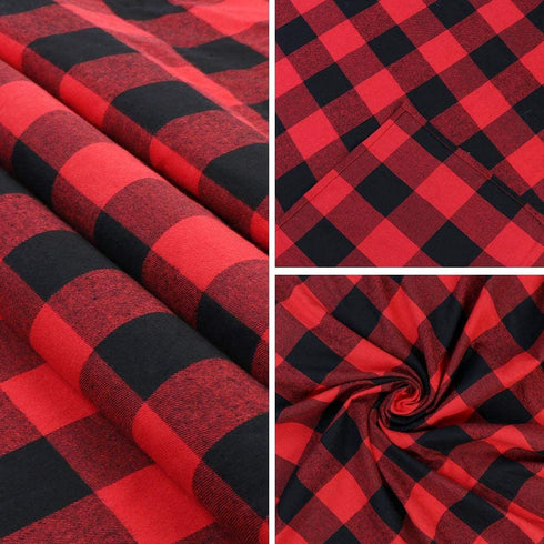 OurWarm Christmas Tablecloth Rectangle 60 x 84, Buffalo Plaid Tablecloth Rectangle, 100% Cotton Waterproof Black and Red Checkered Tablecloth for Dining Table, Buffet Party, and Christmas Table Decor