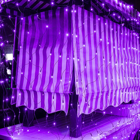 Joomer Purple Christmas Net Lights,12ft x 5ft 360 LED 8 Modes Adapter Bush Lights Connectable Mesh Netting Lights for Christmas Trees, Bushes, Wedding, Garden, Outdoor Decorations,Green Wire
