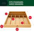 Luxury Bamboo Kitchen Drawer Organizer - Silverware Organizer and Cutlery Tray with Grooved Drawer Dividers for Flatware and Kitchen Utensils (7 Slot, Natural)