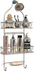 Upgraded! GeekDigg Bathroom Hanging Shower Head Caddy Organizer, Three Tier, Rust Proof Premium Hanger Design With Suction Cups, Hooks, Bath Room Caddies Hang on Showers Head, Shower Organizer, Silver