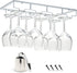 Wine Glass Rack Under Cabinet - 4 Row Iron Stemware Rack With A Steel Wine Stopper - Our Wine Glass Hanger Holds Wine, Brandy, Margarita, Martini Glasses & More - 1 Rack, White
