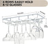 Wine Glass Rack Under Cabinet - 4 Row Iron Stemware Rack With A Steel Wine Stopper - Our Wine Glass Hanger Holds Wine, Brandy, Margarita, Martini Glasses & More - 1 Rack, White