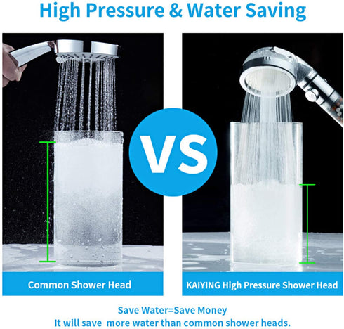 KAIYING Filtered Shower Head with Pausing Switch, High Pressure Hand Held Detachable and Removable Filter Showerhead with 5Ft Hose, Adjustable Angle Bracket (Transparent)