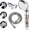 KAIYING Filtered Shower Head with Pausing Switch, High Pressure Hand Held Detachable and Removable Filter Showerhead with 5Ft Hose, Adjustable Angle Bracket (Transparent)
