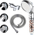 KAIYING Filtered Shower Head with Pausing Switch, High Pressure Hand Held Detachable and Removable Filter Showerhead with 5Ft Hose, Adjustable Angle Bracket (Transparent)