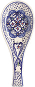 Ceramic Spoon Rest - Artisan Hand Crafted - Hand Painted Blue and White Spain and North Africa Art Deco - Kitchen Counter or Stove Top Utensil Rest
