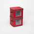 Household Essentials 534RED Holiday China Dinnerware Storage for Salad Plates or Bowls | Removable Lid | Red Canvas with Green Trim