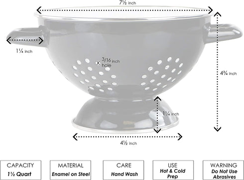 Calypso Basics 08672 by Reston Lloyd 1.5 Qt. Durable Enamel-on-Steel Colander, Small, Turquoise