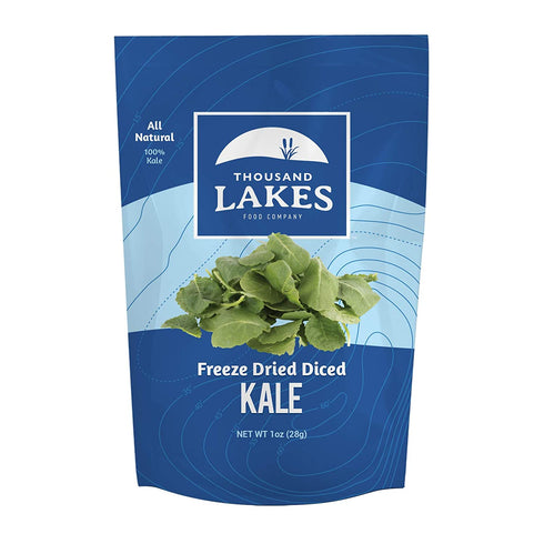 Thousand Lakes Freeze Dried Fruits and Vegetables - Diced Kale 1 ounce | 100% Kale Flakes | No Salt Added