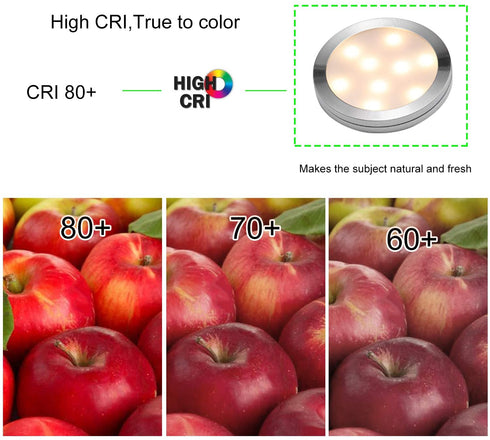 AIBOO Under Cabinet LED Puck Lights Kit with Touch Dimming Switch for Ambiance Atmosphere Night Lighting (4 Lights,Warm White)