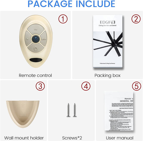Eogifee 35T Ceiling Fan Remote Control Adjustable 3 Speed,Light Dimmer Control Replacement of Harbor Breeze Compatible with KUJCE9603 FAN35T L3HFAN35T FAN-53T FAN-11T L3HFAN35T1 FAN-35T1
