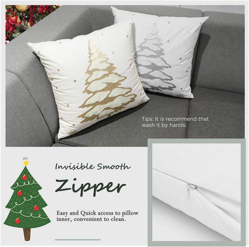 MoKo Pack of 2 Throw Pillow Cover, Soft Square Pillow Cases Foil Hot-Stamped Snowflakes Christmas Decorative Cushion Covers for Sofa Couch Bed Home Car Decoration, 18" x 18", 45 x 45 cm, Gold & Silver