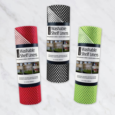 DII Fridge & Shelf Liner Collection Non-Adhesive, Cut to fit, Machine Washable, 12x20, Black Dots, 2 Piece