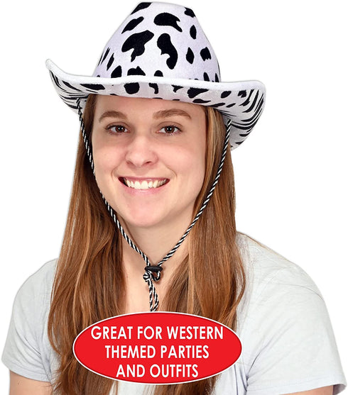 Beistle Adult Size Cow Print, White/Black-for Western Theme, Wild West Party, Cowboy Hat