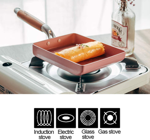 ROCKURWOK Japanese Omelette Pan Nonstick Tamagoyaki Egg Pan, Rectangle Tamago Pan Small Frying Pan, 7? x 5?, Pink