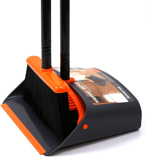 Broom and Dustpan/Dustpan with Broom Combo with 52" Long Handle for Home Kitchen Room Office Lobby Floor Use Upright Stand Up Broom and Dustpan Set for Home