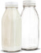 16-Ounce Glass Milk Bottles (2 Pack) - 6 Tamper Proof Screw-On Caps - Milk Jars with Lids - Food Grade Glass Bottles - Dishwasher Safe - Bottles for Milk, Buttermilk, Honey, Syrup - Stock Your Home