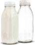 16-Ounce Glass Milk Bottles (2 Pack) - 6 Tamper Proof Screw-On Caps - Milk Jars with Lids - Food Grade Glass Bottles - Dishwasher Safe - Bottles for Milk, Buttermilk, Honey, Syrup - Stock Your Home